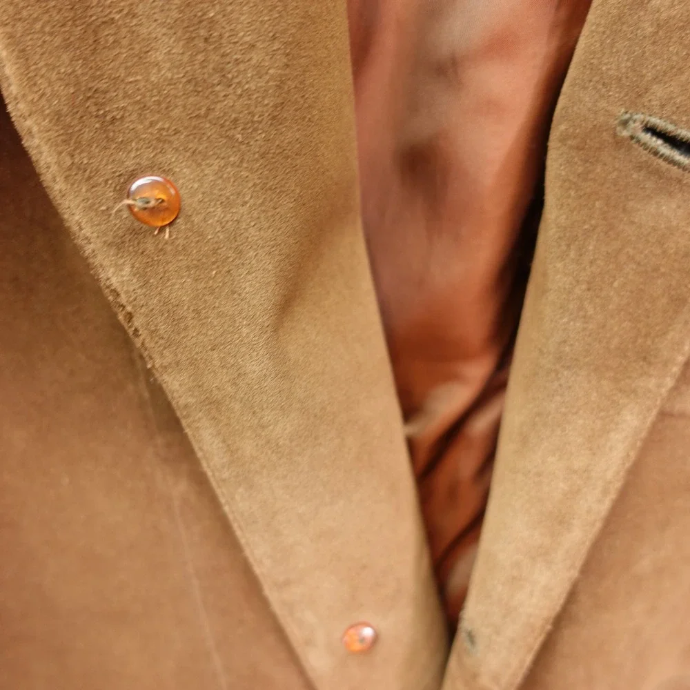 Vintage Suede Leather Sport Coat BANANA REPUBLIC Mens Large Brown Chore Safari